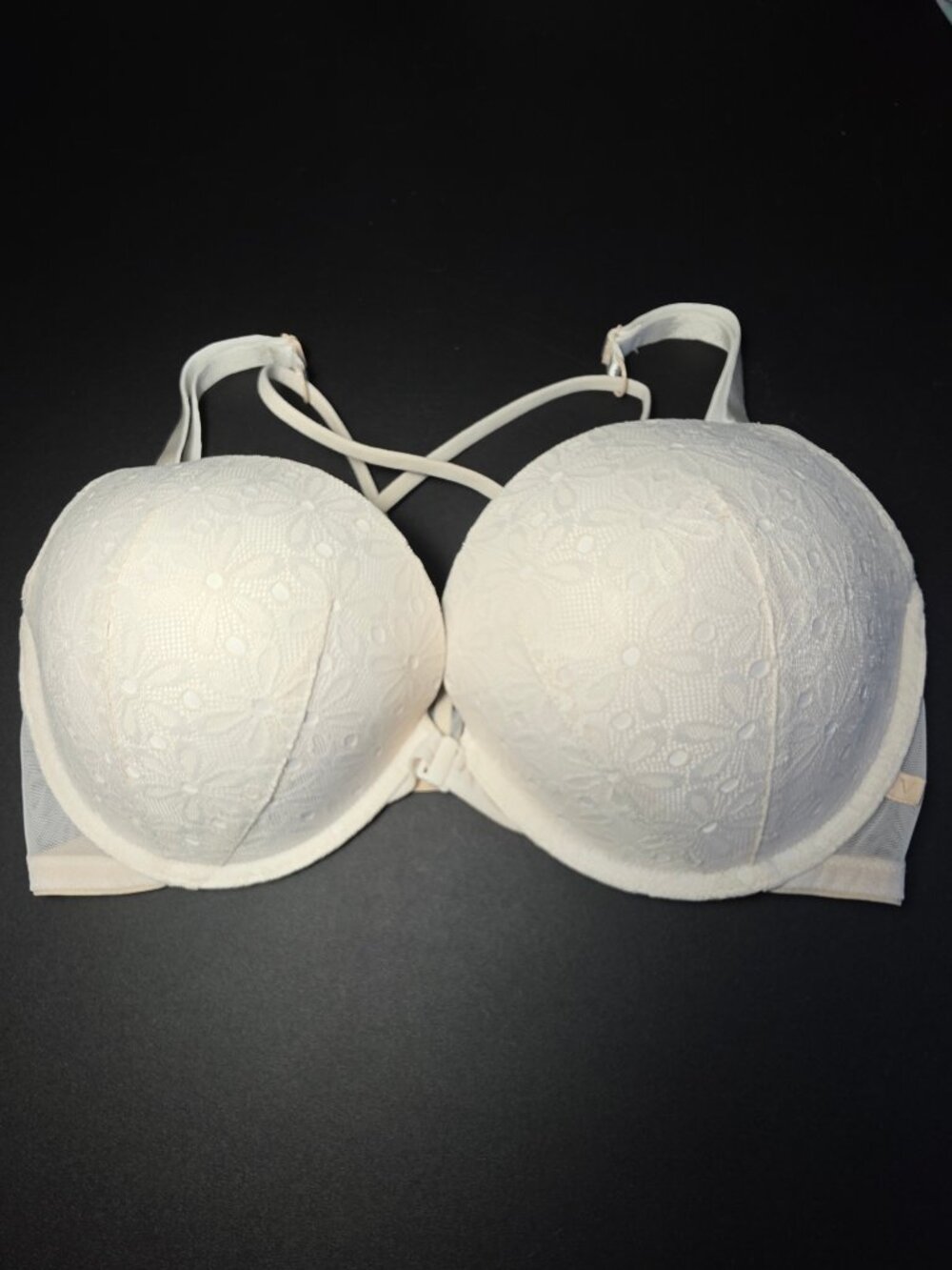Victoria’s Secret White Lace Push Up Bra 36DD Strappy Back - Picture 4 of 8